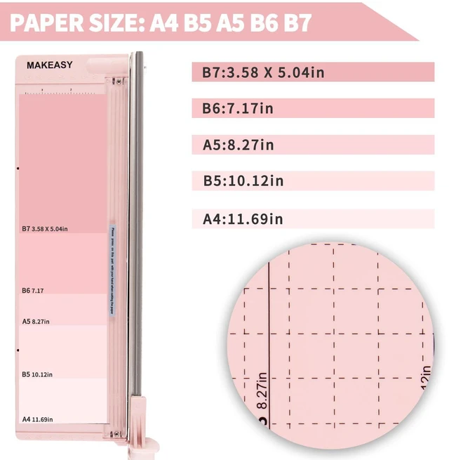 Alt view image 3 of 7 - Paper Cutter 12 Inch, Guillotine Paper Cutter with 8 Sheet Capacity, Heavy Duty Paper Cutter for Cardstock, Paper Trimmer for Crafting, Classroom and Office, Pink
