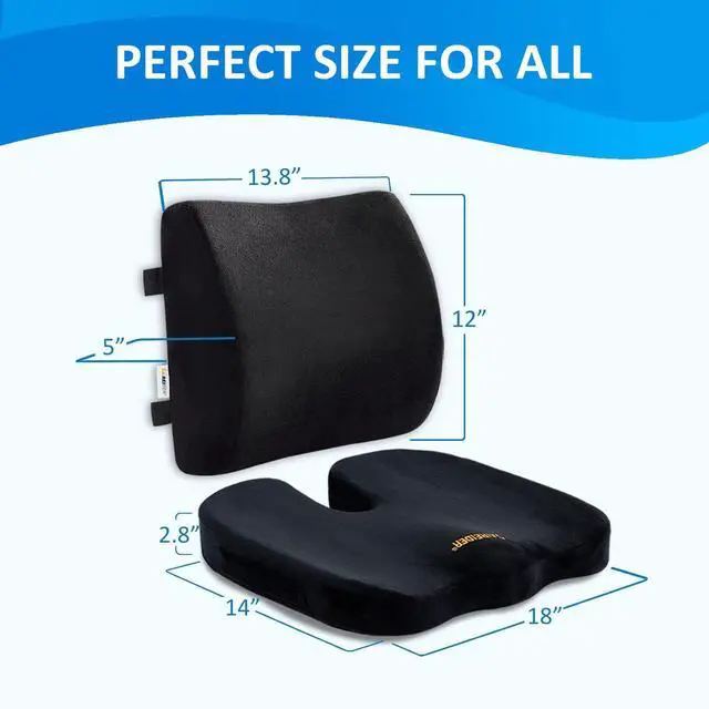 Alt view image 6 of 7 - Seat Cushion and Lumbar Support Pillow for Office Chair, Memory Foam Car Seat Cushions Back Support Pillows, Help Relieve Pain of Back, Lumbar, Tailbone and Sciatic NerveBlack
