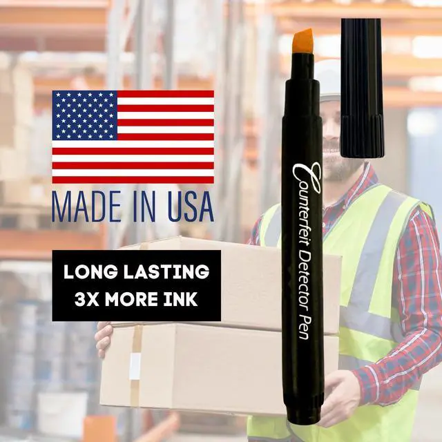 Alt view image 5 of 6 - Counterfeit Money Detector Pen, White Imprint Chisel Tip, Made in The USA, Fake Money Checker - Money Loss Prevention Tester & Fraud Protection for U.S. Currency CFDChisel15PK (Pack of 15)