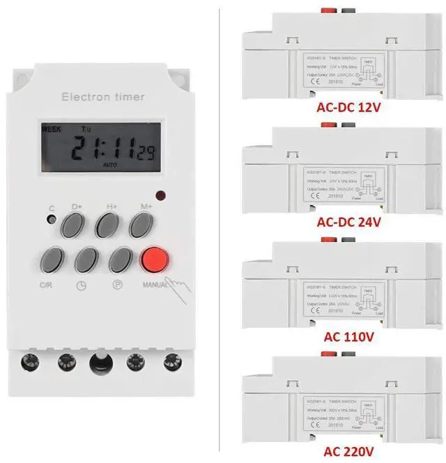 Alt view image 5 of 7 - 30A Digital Timer Switch Programmable Electronic Time Control 7 Day Heavy Duty Digital Programmable Timer(AC 220V)