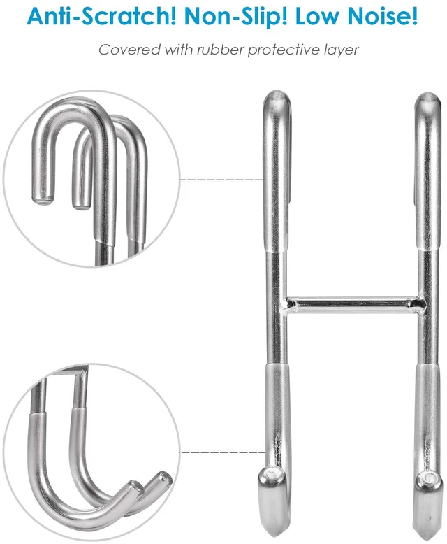 Alt view image 2 of 6 - Shower Door Hooks (3-Pack), Towel Hooks for Bathroom Frameless Glass Door, Shower Squeegee Hooks, Silver