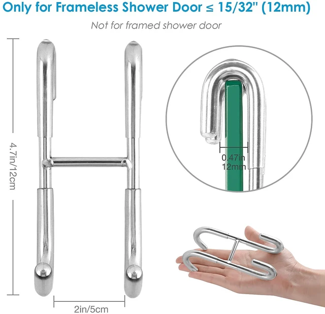 Alt view image 3 of 6 - Shower Door Hooks (3-Pack), Towel Hooks for Bathroom Frameless Glass Door, Shower Squeegee Hooks, Silver