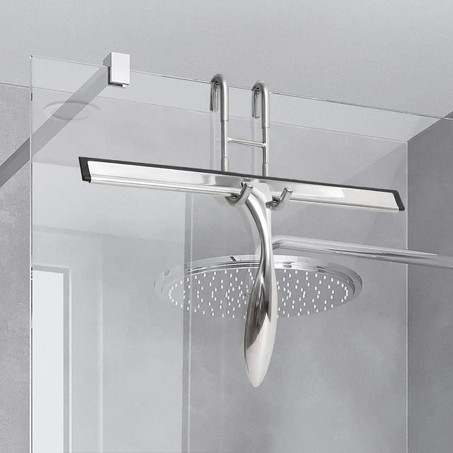 Alt view image 5 of 6 - Shower Door Hooks (3-Pack), Towel Hooks for Bathroom Frameless Glass Door, Shower Squeegee Hooks, Silver