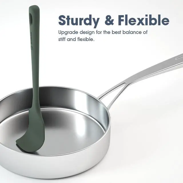 Alt view image 4 of 7 - Pieces Silicone Spatula Set, Food Grade Rubber Spatula, Upgrade Strong Handle with Ergonomic Grip, Heat Resistant Up to 600°F for Nonstick Cookware, Cooking