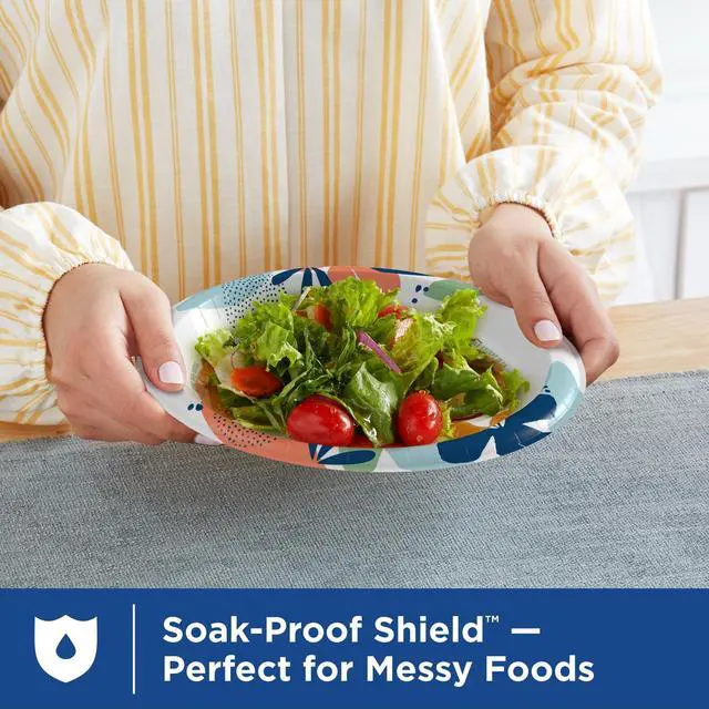 Alt view image 4 of 7 - Medium Paper Plates, 8.5 Inch, 90 Count, 2X Stronger*, Microwave-Safe, Soak-Proof, Cut Resistant, Disposable Plates For Everyday Breakfast, Lunch, & Dinner Meals
