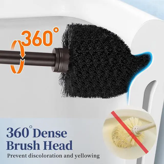 Alt view image 3 of 7 - Toilet Bowl Brush Holder Set: 2 Pack Modern Deep Cleaning Bathroom Toilet Scrubber with Caddy for rv - Rim Decorative Accessories Cleaner Brushes for Toilet - Bronze1