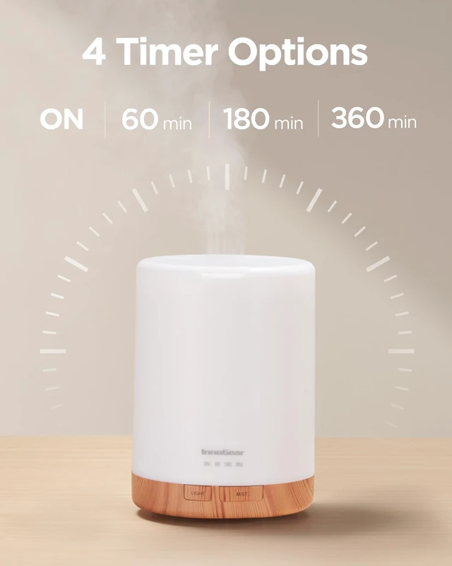 Alt view image 2 of 6 - 300ml Essential Oil Diffuser for Home Scent Humidifier, Yellow | Aromatherapy, Cool Mist Humidifier, Ultrasonic, Large Room, Run up to 10hrs, Waterless Auto Off, 7 LED Lights, Quiet