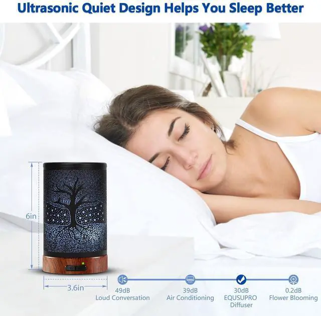 Alt view image 5 of 6 - Aromatherapy Essential Oil Diffuser 150ml- Electric Cool Mist Aroma Diffuser with Intermittent Mode, Auto Shut-Off Protection, 7 Colors Changing LED Light for Home Office Decor & Gift (Life Tree)