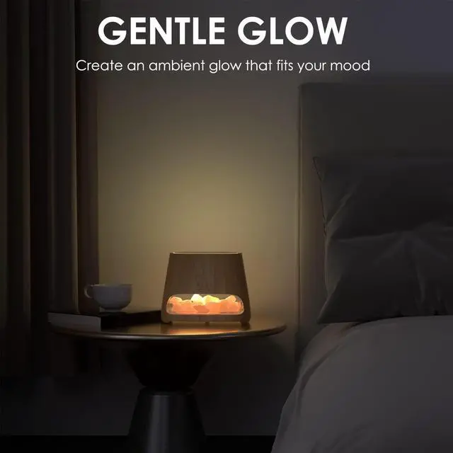 Alt view image 5 of 7 - 2-in-1 Ultrasonic Essential Oil Diffuser & Himalayan Salt Lamp, Aromatherapy Diffuser Cool Mist Humidifier with Auto Off Function, 100% Pure Himalayan Pink Salt Rock, 150ml (Wooden Grain)