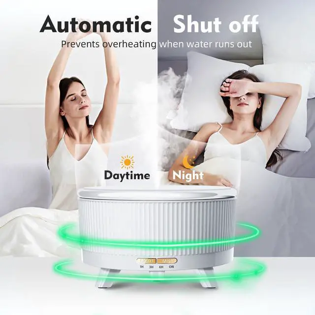 Alt view image 2 of 7 - 20-Hour Long-Lasting Aromatherapy, 500ML Large Essential Oil Diffuser: Ultrasonic Cool Mist Humidifier with Remote Control, 7 Color Lights, Timer, Auto-Off for Home/Bedroom/Yoga (Minimalist White)
