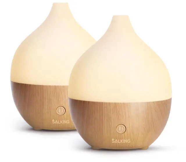 Main image of Essential Oil Diffuser (Set of 2), 100ml Small Aromatherapy Diffuser with Auto Shut-Off, Ultrasonic Diffusers for Essential Oils, Cool Mist Humidifier with Warm White Lights, for Office Home