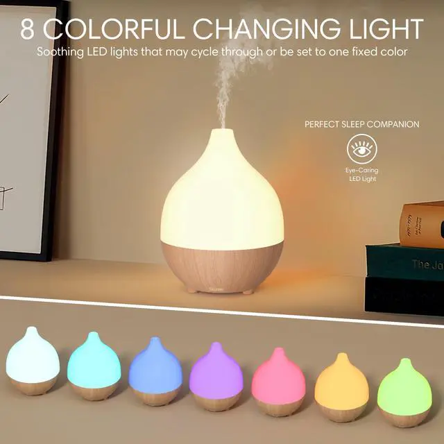 Alt view image 2 of 7 - Essential Oil Diffuser (Set of 2), 100ml Small Aromatherapy Diffuser with Auto Shut-Off, Ultrasonic Diffusers for Essential Oils, Cool Mist Humidifier with Warm White Lights, for Office Home