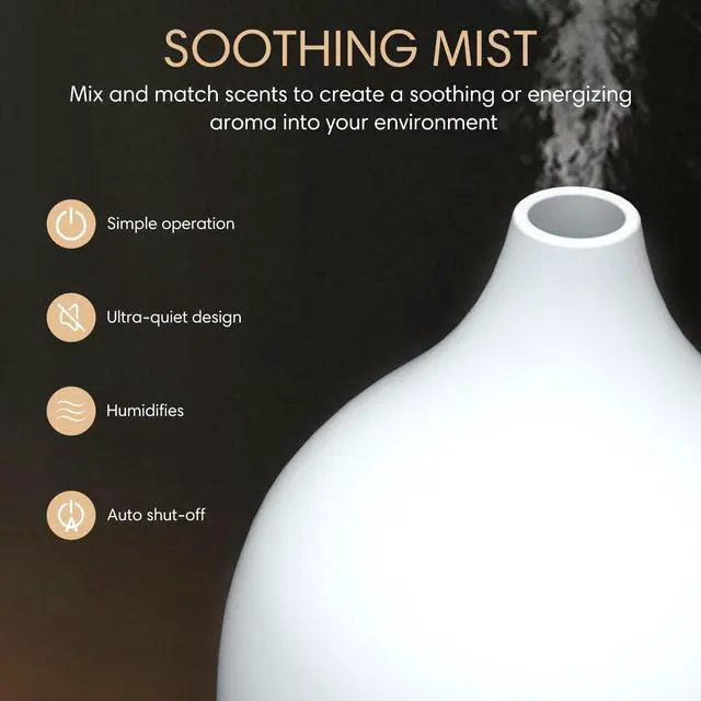 Alt view image 3 of 7 - Essential Oil Diffuser (Set of 2), 100ml Small Aromatherapy Diffuser with Auto Shut-Off, Ultrasonic Diffusers for Essential Oils, Cool Mist Humidifier with Warm White Lights, for Office Home