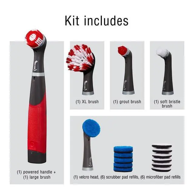 Alt view image 2 of 7 - Reveal Power Scrubber 18-Piece Kit, Cordless Electric Battery Powered Scrub Brush, Water Resistant, for Home/Kitchen/Bathroom/Grout/Tile/Shower/Tub