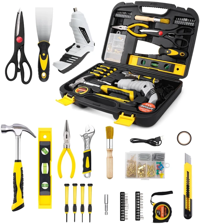 Main image of 136 Piece Tool Set,General Household Hand Tool Kit with Plastic Toolbox Storage Case-136 Piece