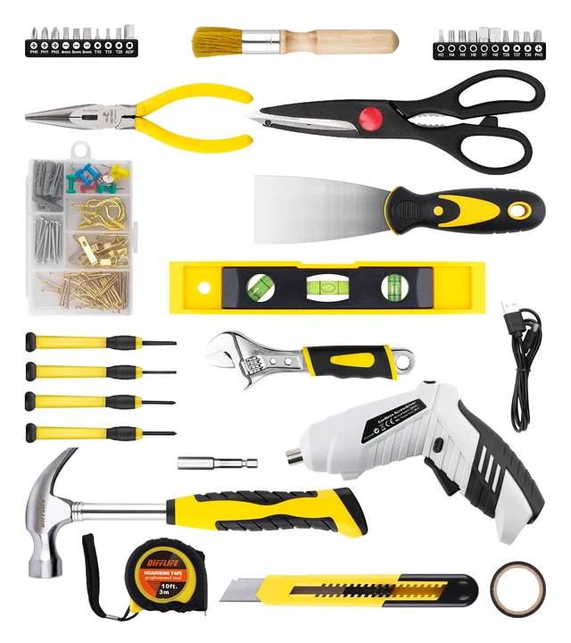 Alt view image 2 of 4 - 136 Piece Tool Set,General Household Hand Tool Kit with Plastic Toolbox Storage Case-136 Piece