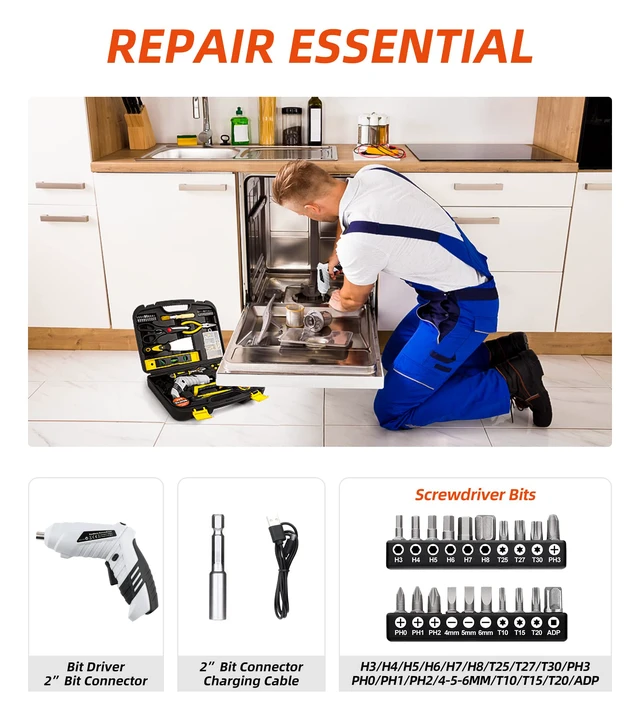 Alt view image 4 of 4 - 136 Piece Tool Set,General Household Hand Tool Kit with Plastic Toolbox Storage Case-136 Piece