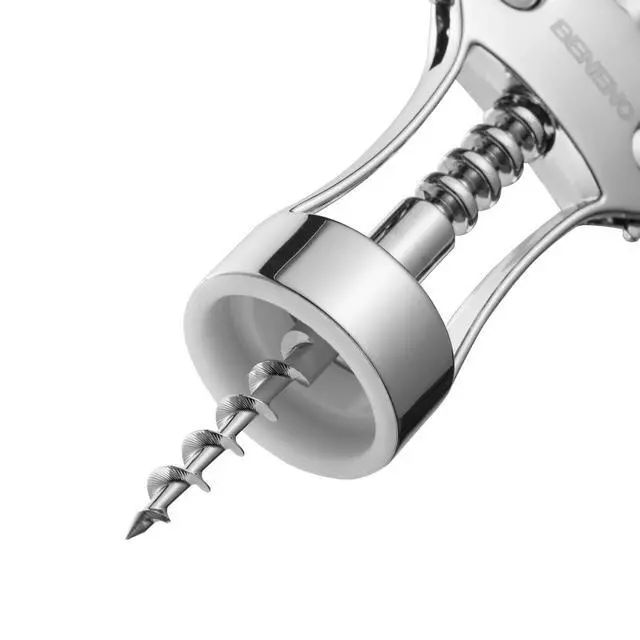 Alt view image 6 of 7 - Wine Opener, Zinc Alloy Premium Wing Corkscrew with Multifunctional Bottles Opener, Sharp Wine Corkscrew with Ergonomic Non-Slip Wing Handle, Silver