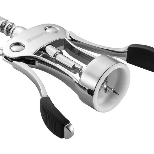 Alt view image 7 of 7 - Wine Opener, Zinc Alloy Premium Wing Corkscrew with Multifunctional Bottles Opener, Sharp Wine Corkscrew with Ergonomic Non-Slip Wing Handle, Silver