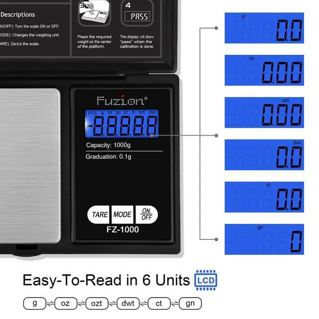 Alt view image 2 of 7 - Digital Pocket Gram Scale 1000g/0.1g, Small Digital Scales Grams Ounces Grains, Herb Scale, Jewelry Scale, Portable Travel Food Scale