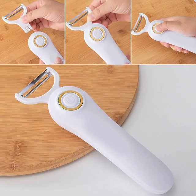 Alt view image 3 of 7 - Electric Peeler Handheld USB Rechargeable Fruit Vegetables Peeler with 3 Cutter Heads for Home