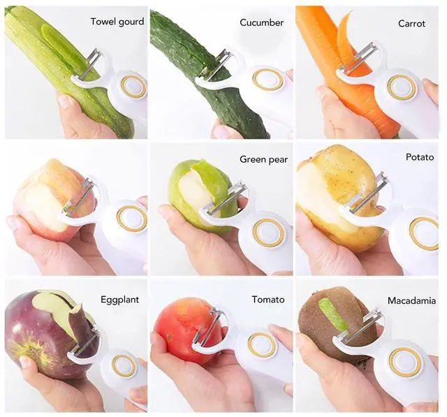 Alt view image 6 of 7 - Electric Peeler Handheld USB Rechargeable Fruit Vegetables Peeler with 3 Cutter Heads for Home