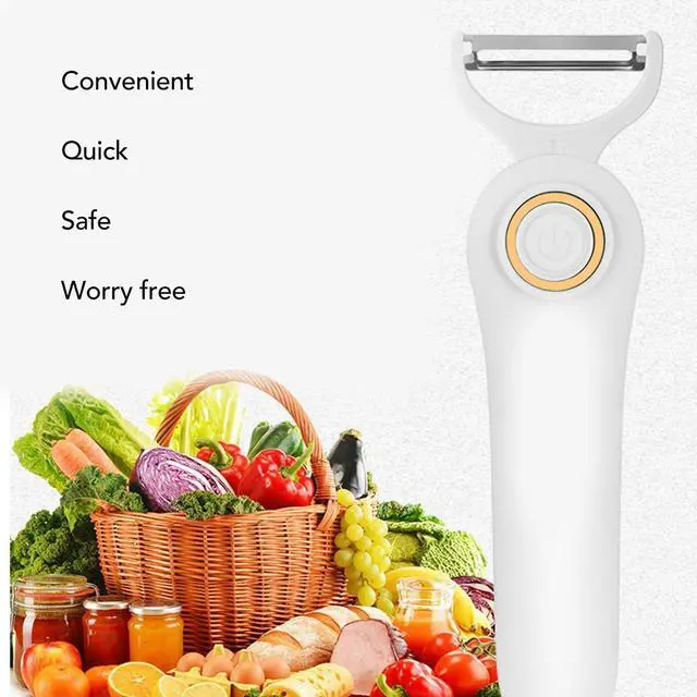 Alt view image 7 of 7 - Electric Peeler Handheld USB Rechargeable Fruit Vegetables Peeler with 3 Cutter Heads for Home