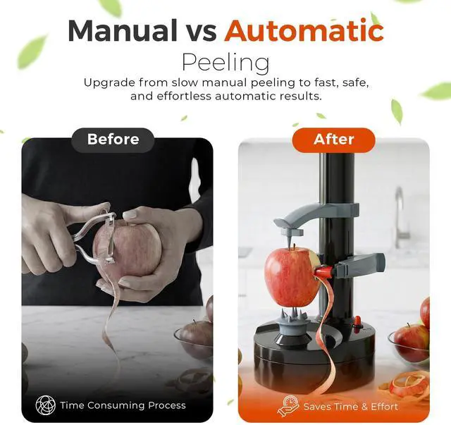 Alt view image 5 of 7 - Electric Potato Peeler with 13 Blades, Automatic Rotating Vegetable & Fruit Peeler Machine, Hands-Free Peeler for Potatoes, Apples & More Kitchen Gadgets (Black)
