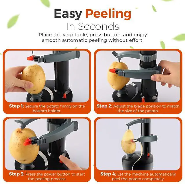 Alt view image 6 of 7 - Electric Potato Peeler with 13 Blades, Automatic Rotating Vegetable & Fruit Peeler Machine, Hands-Free Peeler for Potatoes, Apples & More Kitchen Gadgets (Black)