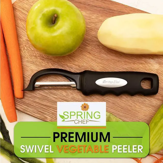 Alt view image 2 of 7 - Premium Swivel Vegetable Peeler, Soft Grip Handle and Ultra Sharp Stainless Steel Blades - Perfect Kitchen Peeler For Veggie, Fruit, Potato, Carrot, Apple - Black