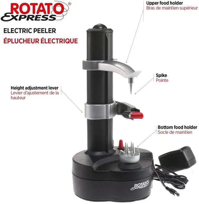 Alt view image 3 of 7 - Rotato Express Electric Peeler - 2 Spare Blades - Safe & Easy to Use - Effortlessly Peels Vegetables and Fruit