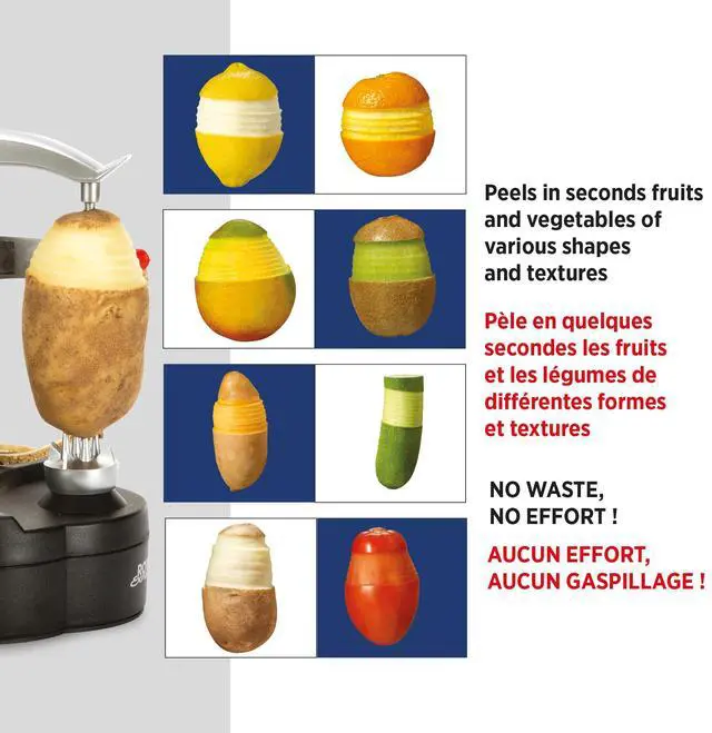 Alt view image 4 of 7 - Rotato Express Electric Peeler - 2 Spare Blades - Safe & Easy to Use - Effortlessly Peels Vegetables and Fruit