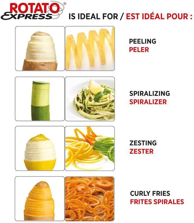 Alt view image 5 of 7 - Rotato Express Electric Peeler - 2 Spare Blades - Safe & Easy to Use - Effortlessly Peels Vegetables and Fruit