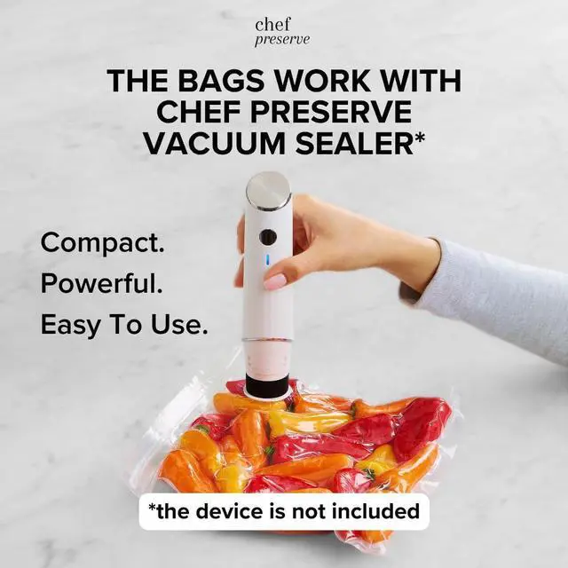 Alt view image 4 of 6 - Reusable Vacuum Sealer Bags for Food 30 BPA-Free Food Storage Bags, Freezer, Microwave Odor-Resistant, Leak-Proof Compatible with Chef Preserve Vacuum Sealers