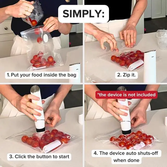 Alt view image 5 of 6 - Reusable Vacuum Sealer Bags for Food 30 BPA-Free Food Storage Bags, Freezer, Microwave Odor-Resistant, Leak-Proof Compatible with Chef Preserve Vacuum Sealers