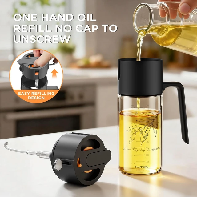 Alt view image 5 of 7 - 17oz/500ml Premium Olive Oil Sprayer for Cooking, 2 in 1 Glass Olive Oil Dispenser Bottle for Kitchen Gadgets, Spray Bottle with Portion Control for Salad, Frying, BBQ (Black)