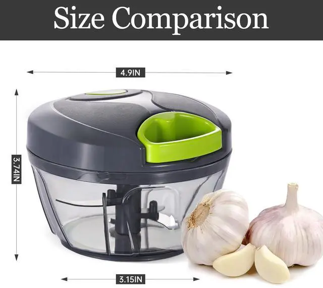 Alt view image 5 of 6 - Manual Food Chopper Vegetable Cutter, Hand String Vegetable Chopper Onions Cutter for Vegetable Fruits Nuts BPA Free Food Safe Material, 500ml Gray