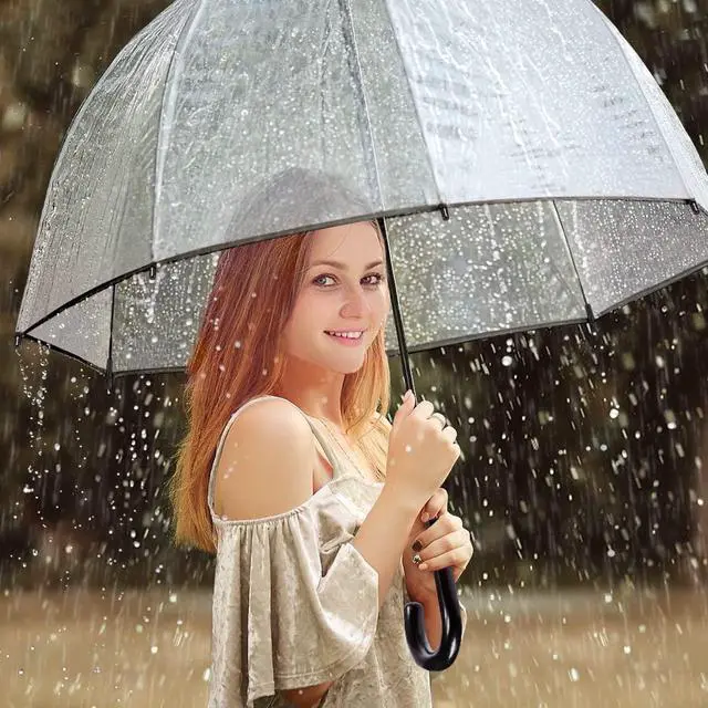 Alt view image 2 of 7 - Clear Bubble Umbrellas for Rain Large Windproof Dome Umbrella for Weddings,Prom, Graduation and Outdoor Events for Men and Women,Clear