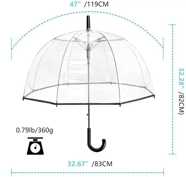 Alt view image 5 of 7 - Clear Bubble Umbrellas for Rain Large Windproof Dome Umbrella for Weddings,Prom, Graduation and Outdoor Events for Men and Women,Clear