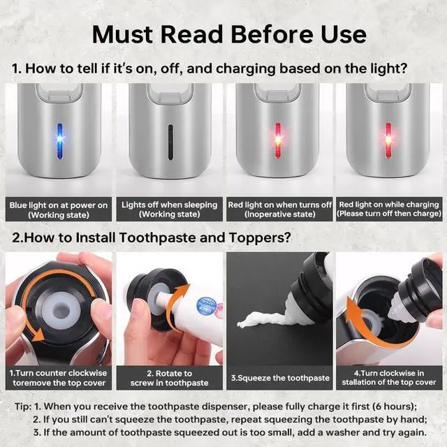 Alt view image 2 of 6 - Automatic Toothpaste Dispenser Wall Mounted - Hands-Free Toothpaste Squeezer with 3 Speed Settings, 2 Toothbrush Holders & Strong Adhesive - Smart Bathroom Organizer for Kids and Adults