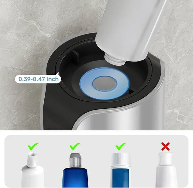 Alt view image 3 of 6 - Automatic Toothpaste Dispenser Wall Mounted - Hands-Free Toothpaste Squeezer with 3 Speed Settings, 2 Toothbrush Holders & Strong Adhesive - Smart Bathroom Organizer for Kids and Adults