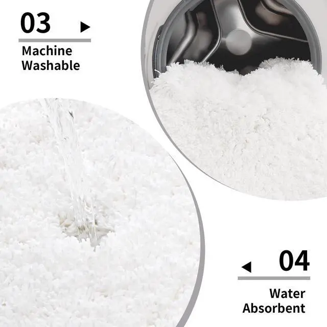 Alt view image 5 of 7 - White Bathroom Rug 17x24 - Non-Slip Plush Small Bath Mat, Highly Absorbent & Ultra Soft Fluffy Floor Mat, Machine Washable for Shower and Tub