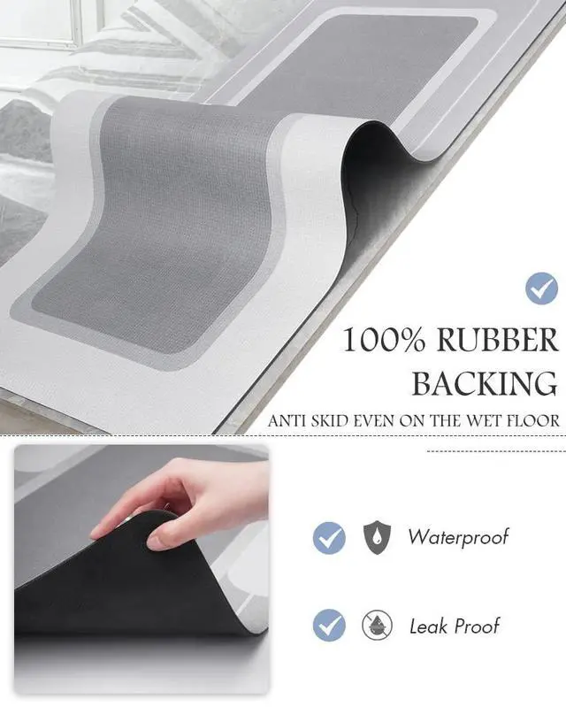 Alt view image 4 of 7 - Bath Mat-Bathroom Mat Rug Non Slip Super Absorbent Stain Resistant Quick Dry Thin Bath Rug-Bath Mats for Bathroom Floor Bathtub Vanity-Bathmat Bath Rug Easy Care-17"x27" Grey