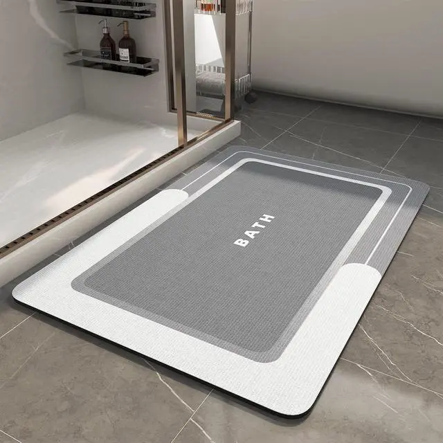 Main image of Bath Mat-Bathroom Mat Rug Non Slip Super Absorbent Stain Resistant Quick Dry Thin Bath Rug-Bath Mats for Bathroom Floor Bathtub Vanity-Bathmat Bath Rug Easy Care-17"x27" Grey