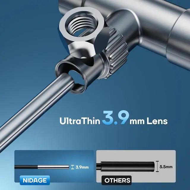 Alt view image 2 of 7 - Inspection Camera Wireless Endoscope 2025 Top Tiny WiFi Borescope 3.9mm 1080P HD Endoscope Camera with Light IP67 Waterproof Semi-Rigid Snake Cam for iPhone, Android, Tablet, 5FT