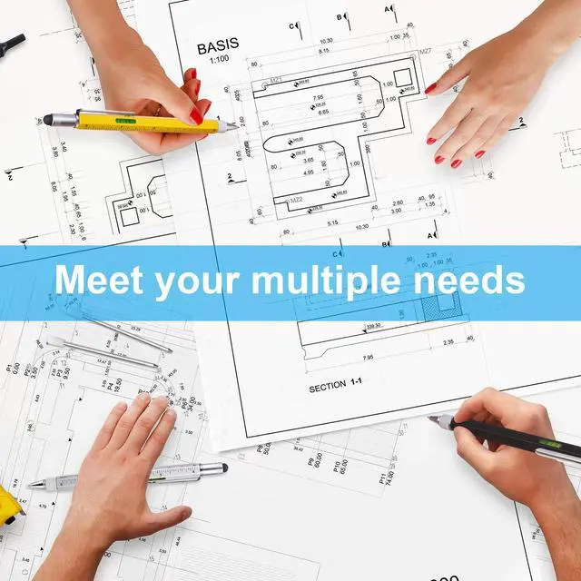 Alt view image 5 of 7 - 6 Pack Christmas Gifts for Men, 6 in 1 Multitool Pen 3 Pcs and Refill 3 Pcs Gadgets and Gifts for Dad, Husband for Christmas Birthday Valentine's Day Anniversary (Black, Yellow, Silver Shell)