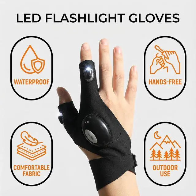 Alt view image 2 of 6 - LED Flashlight Gloves for Men: Ultimate Gifts for Him! Unique Gifts for Boyfriend, Husband, Dad Who Have Everything! Cool Gadgets for Car Repairing, Fishing & Camping Fun!