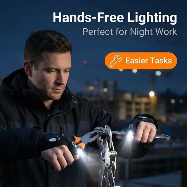 Alt view image 3 of 6 - LED Flashlight Gloves for Men: Ultimate Gifts for Him! Unique Gifts for Boyfriend, Husband, Dad Who Have Everything! Cool Gadgets for Car Repairing, Fishing & Camping Fun!