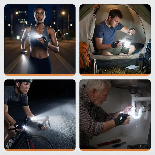 Alt view image 6 of 6 - LED Flashlight Gloves for Men: Ultimate Gifts for Him! Unique Gifts for Boyfriend, Husband, Dad Who Have Everything! Cool Gadgets for Car Repairing, Fishing & Camping Fun!