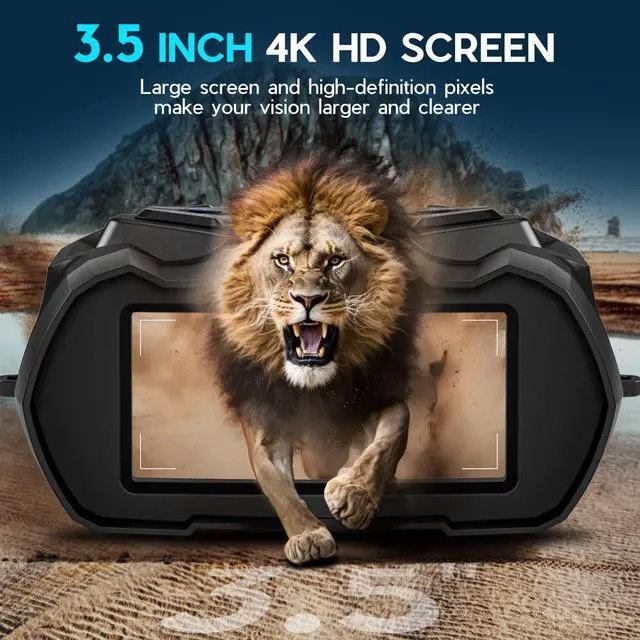 Alt view image 2 of 7 - 4K Night Vision Goggles for Adults,16X Zoom Night Vision Binoculars with 1000FT Infrared Range,5000mAh Rechargeable Battery,3.5" Screen,Include 32GB Card,Gift for Mens and Outdoor Enthusiasts